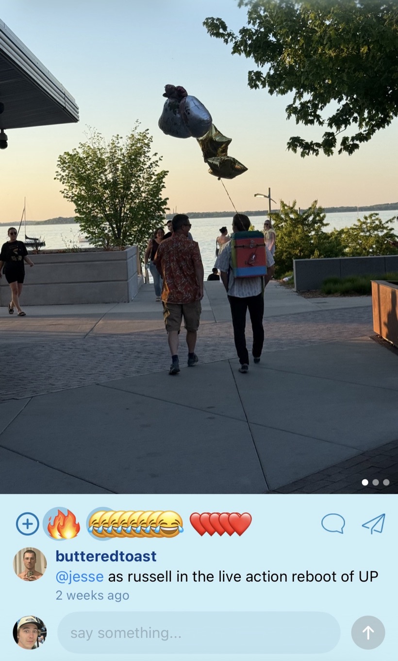 An Unscroll post from friends out by a lake with a casual comment thread